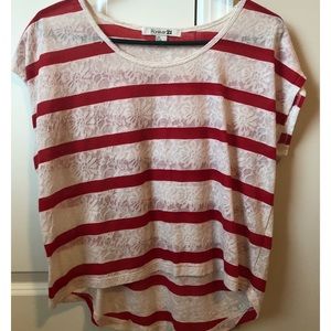 High low red & white crop top